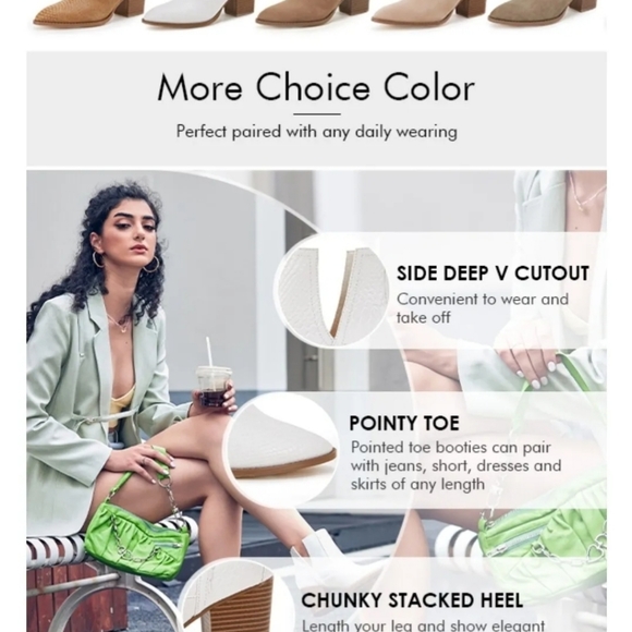 Huiyuzhi Womens Ankle Boots Slip on Cutout Pointed Toe Snakeskin (Size 9) - Picture 6 of 9